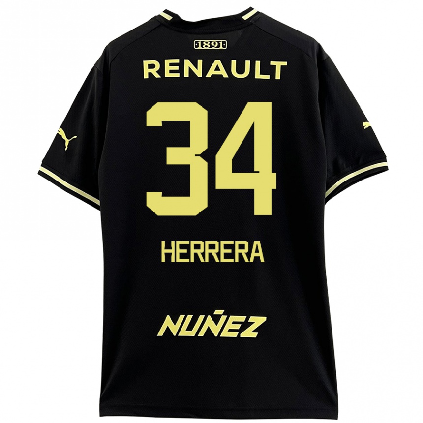 Niño Fútbol Camiseta Nahuel Herrera #34 Negro Amarillo 2ª Equipación 2024/25 México