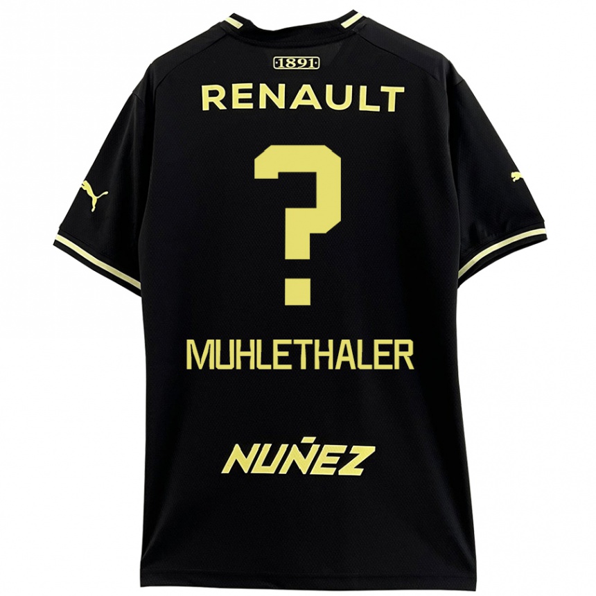 Niño Fútbol Camiseta Stiven Muhlethaler #0 Negro Amarillo 2ª Equipación 2024/25 México