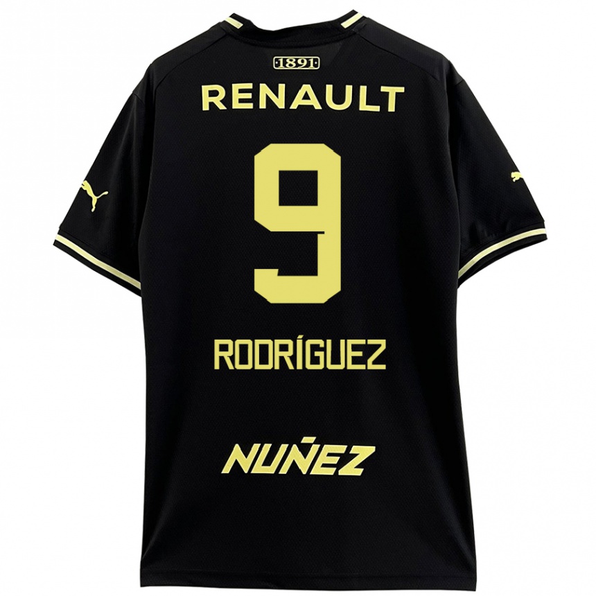 Niño Fútbol Camiseta Agustín Rodríguez #9 Negro Amarillo 2ª Equipación 2024/25 México