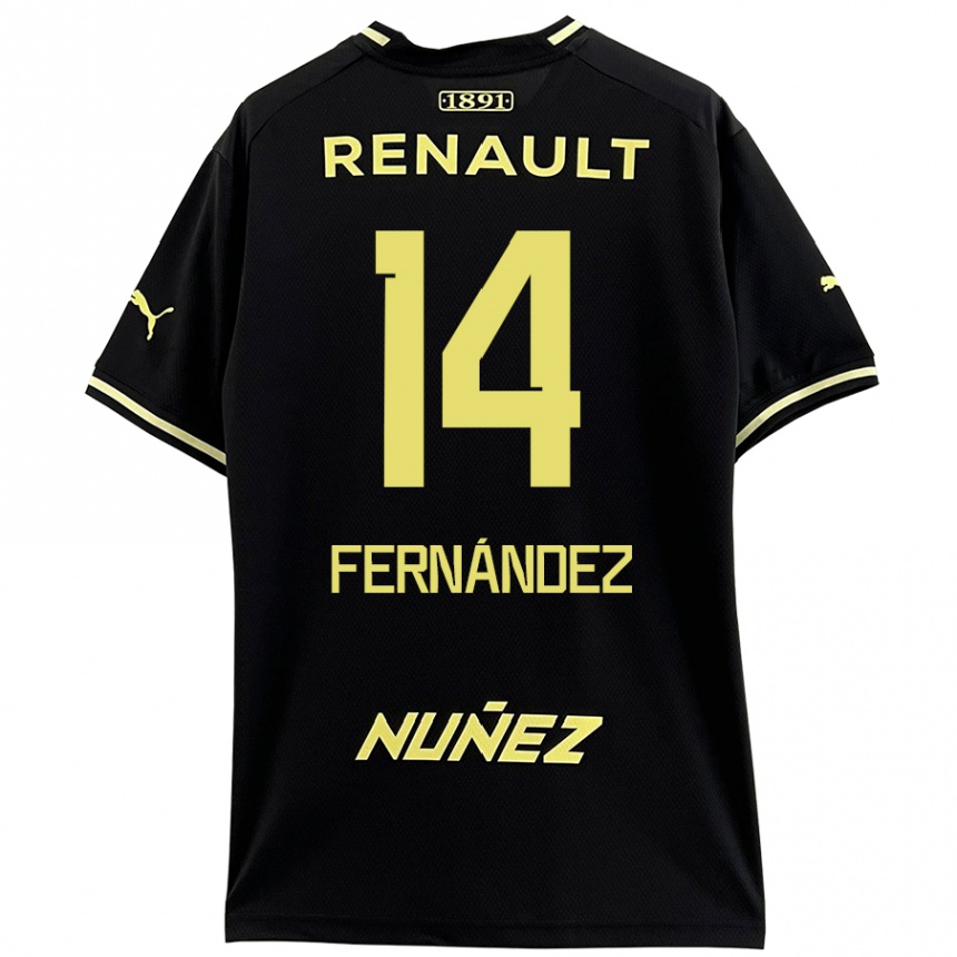 Niño Fútbol Camiseta Faustino Fernández #14 Negro Amarillo 2ª Equipación 2024/25 México