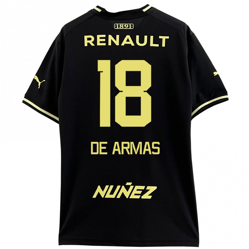 Niño Fútbol Camiseta Nahuel De Armas #18 Negro Amarillo 2ª Equipación 2024/25 México