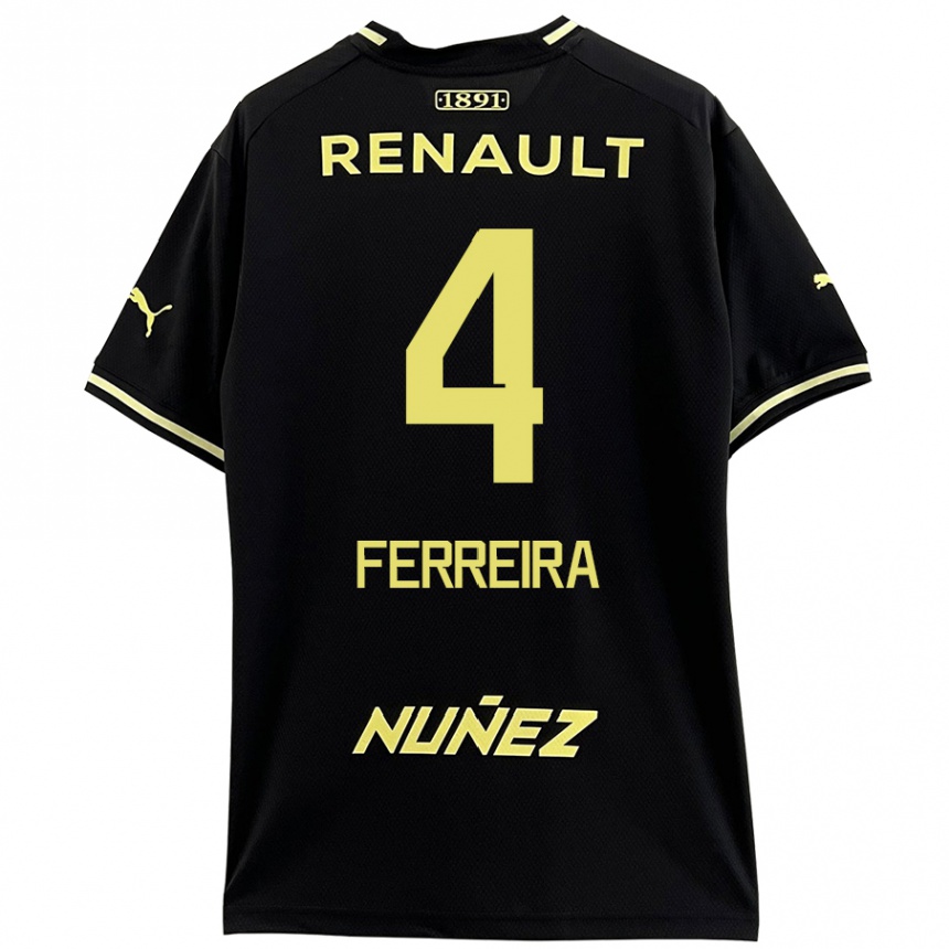 Niño Fútbol Camiseta Joaquín Ferreira #4 Negro Amarillo 2ª Equipación 2024/25 México