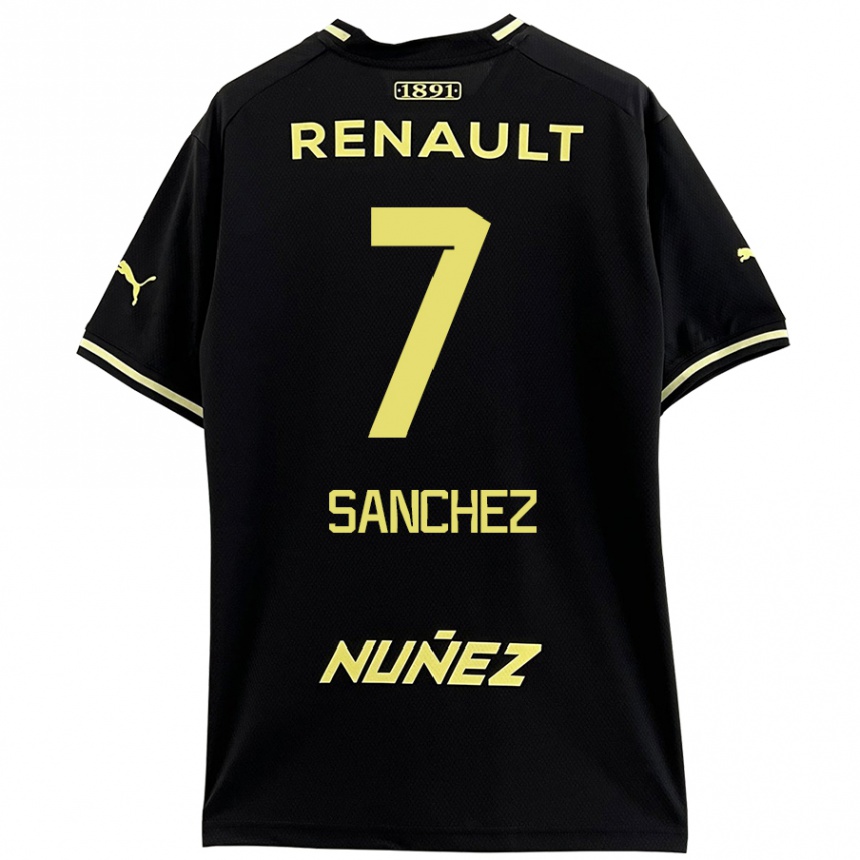 Niño Fútbol Camiseta Carlos Sánchez #7 Negro Amarillo 2ª Equipación 2024/25 México