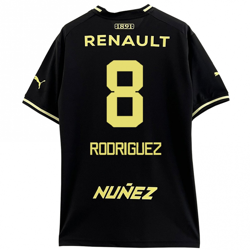 Niño Fútbol Camiseta Sebastián Rodríguez #8 Negro Amarillo 2ª Equipación 2024/25 México