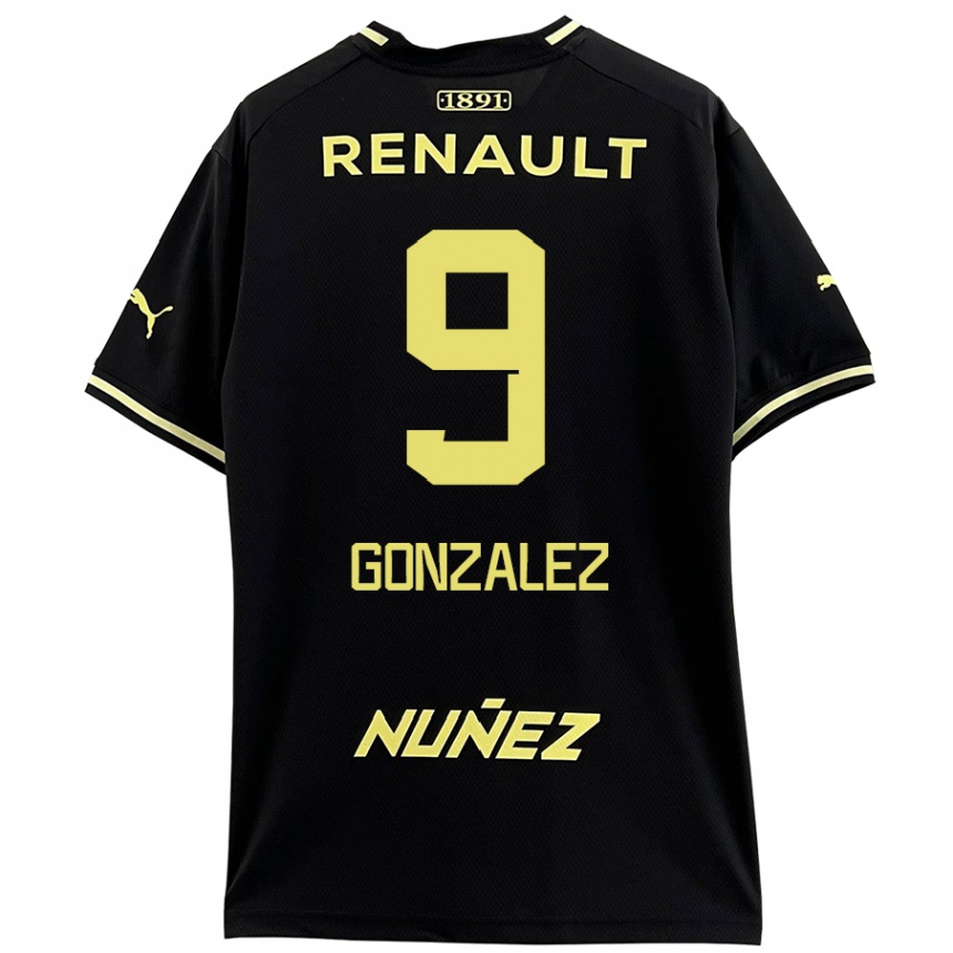 Niño Fútbol Camiseta Franco González #9 Negro Amarillo 2ª Equipación 2024/25 México