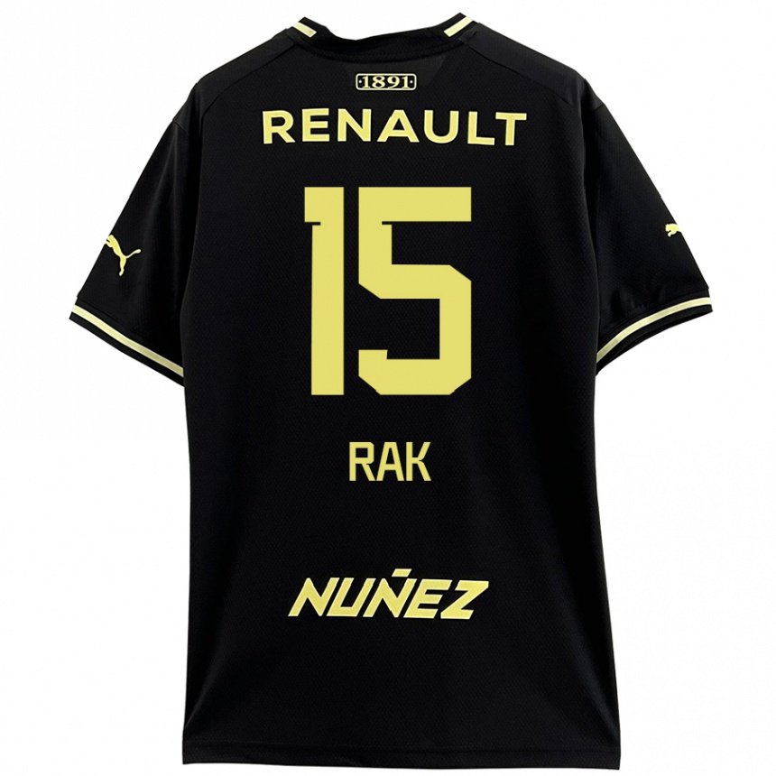 Niño Fútbol Camiseta Yonatthan Rak #15 Negro Amarillo 2ª Equipación 2024/25 México