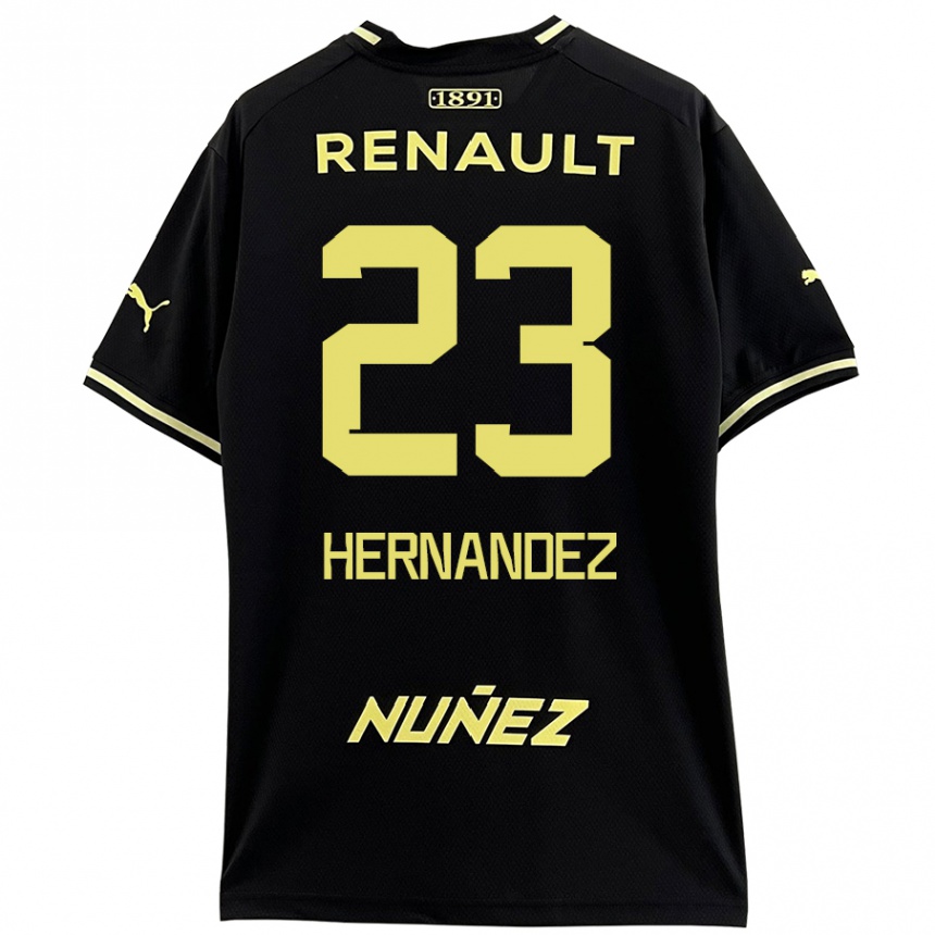 Niño Fútbol Camiseta Abel Hernández #23 Negro Amarillo 2ª Equipación 2024/25 México