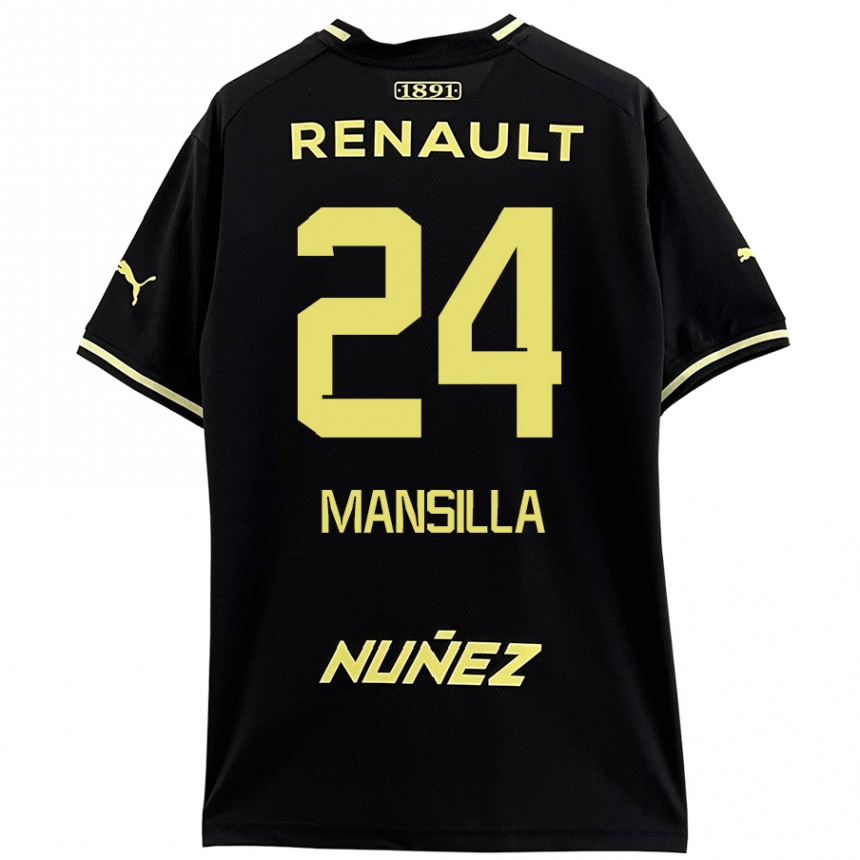 Niño Fútbol Camiseta Brian Mansilla #24 Negro Amarillo 2ª Equipación 2024/25 México