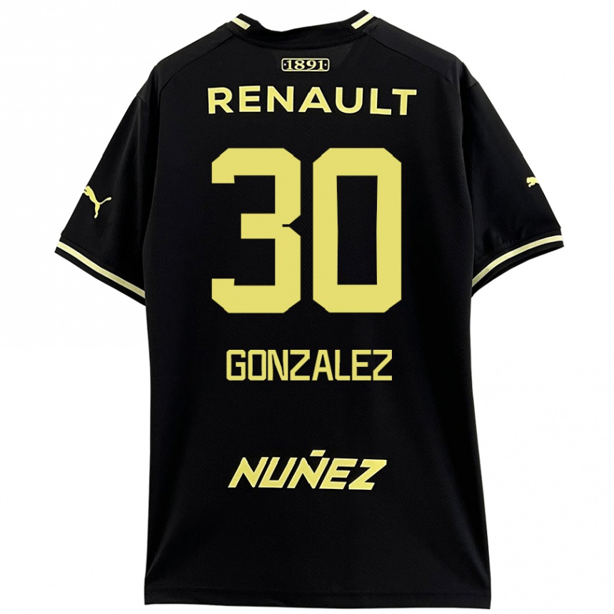 Niño Fútbol Camiseta Ángel González #30 Negro Amarillo 2ª Equipación 2024/25 México