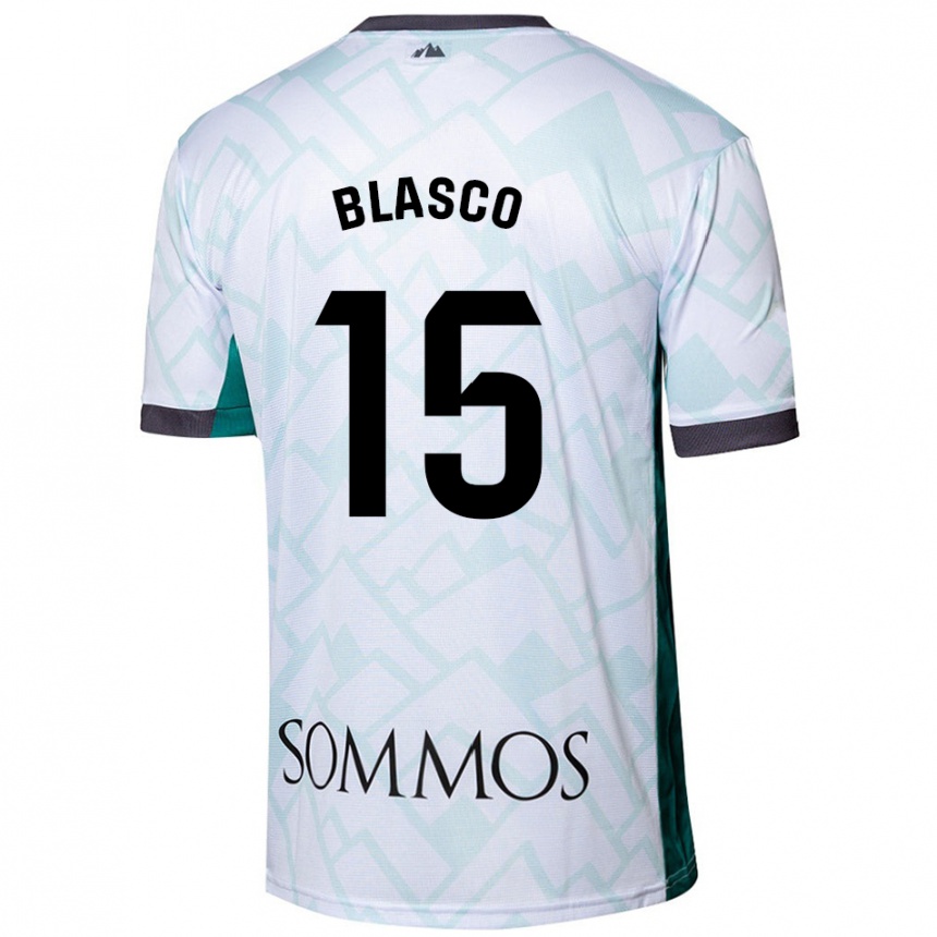 Niño Fútbol Camiseta Jérémy Blasco #15 Blanco Verde 2ª Equipación 2024/25 México