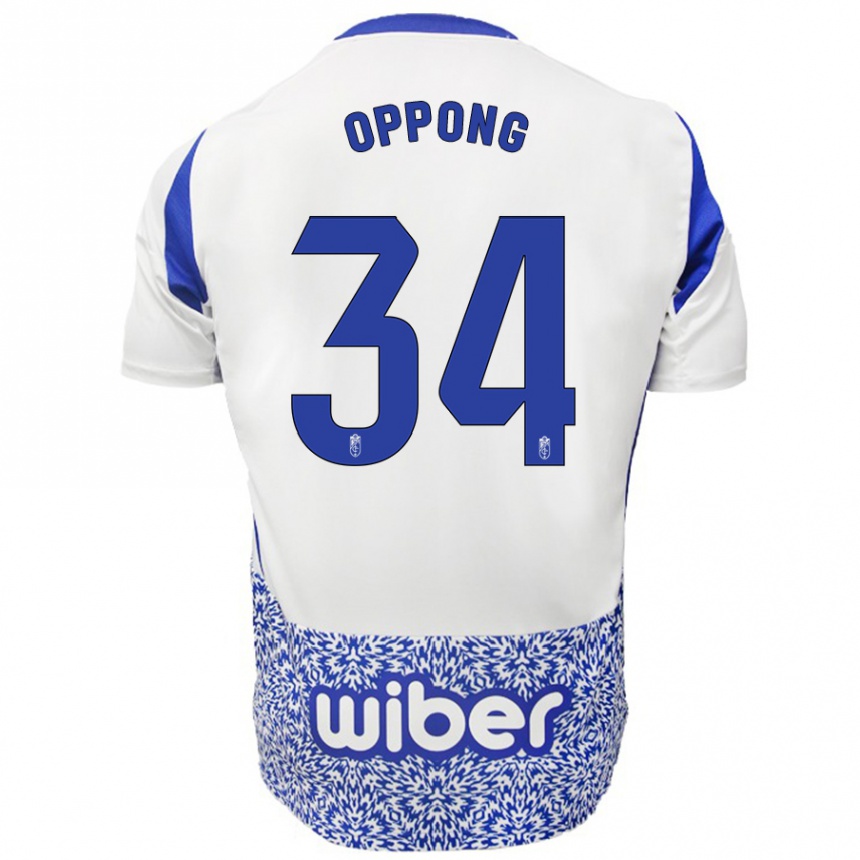 Niño Fútbol Camiseta Oscar Naasei Oppong #34 Blanco Azul 2ª Equipación 2024/25 México