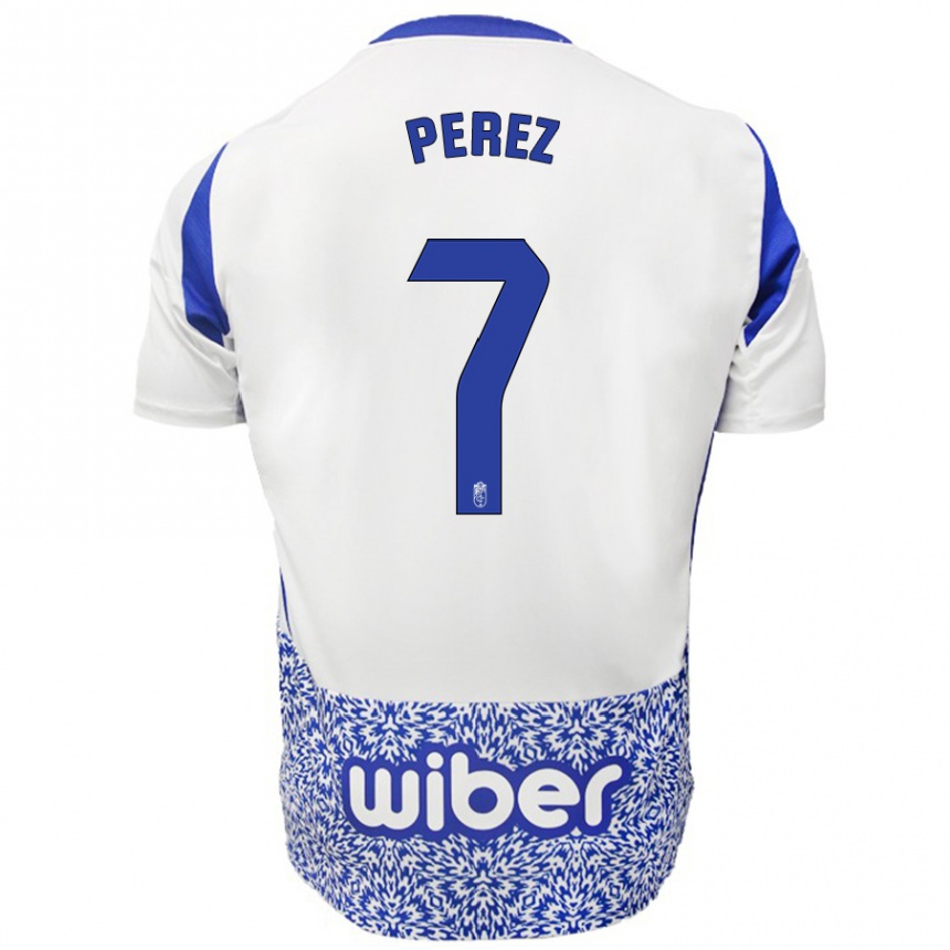 Niño Fútbol Camiseta Laura Pérez #7 Blanco Azul 2ª Equipación 2024/25 México