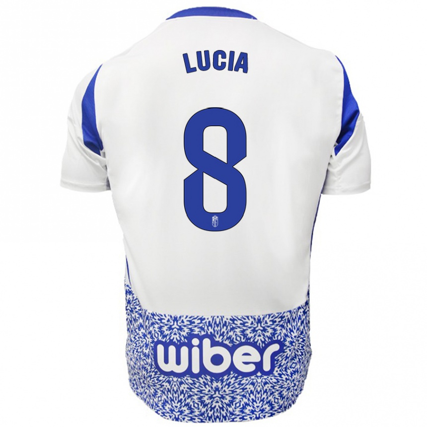 Niño Fútbol Camiseta Lucía Martínez #8 Blanco Azul 2ª Equipación 2024/25 México