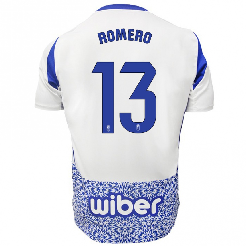 Niño Fútbol Camiseta Andrea Romero #13 Blanco Azul 2ª Equipación 2024/25 México