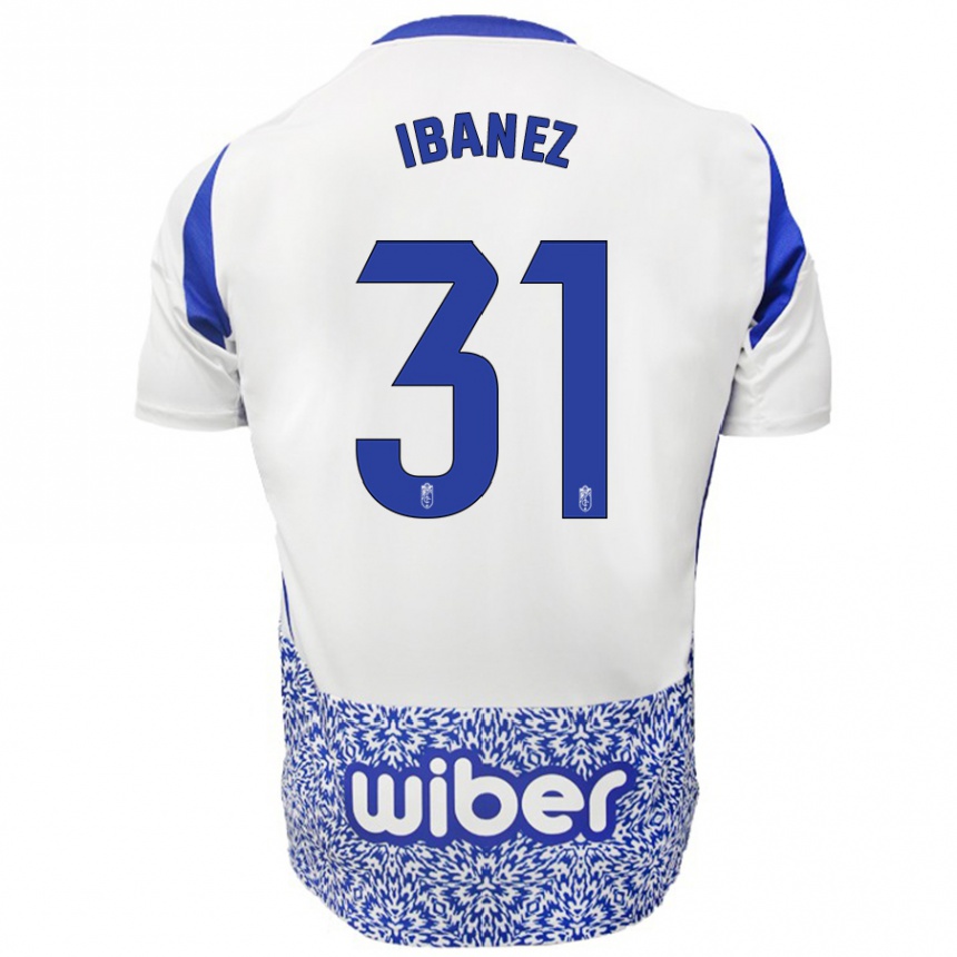 Niño Fútbol Camiseta Alba Ibáñez #31 Blanco Azul 2ª Equipación 2024/25 México