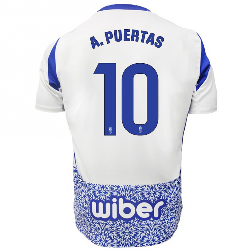 Niño Fútbol Camiseta Antonio Puertas #10 Blanco Azul 2ª Equipación 2024/25 México