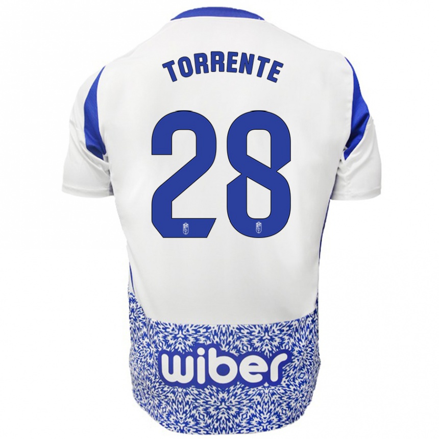 Niño Fútbol Camiseta Raúl Torrente #28 Blanco Azul 2ª Equipación 2024/25 México