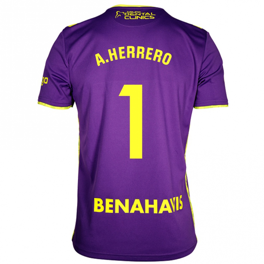 Niño Fútbol Camiseta Alfonso Herrero #1 Púrpura Amarillo 2ª Equipación 2024/25 México