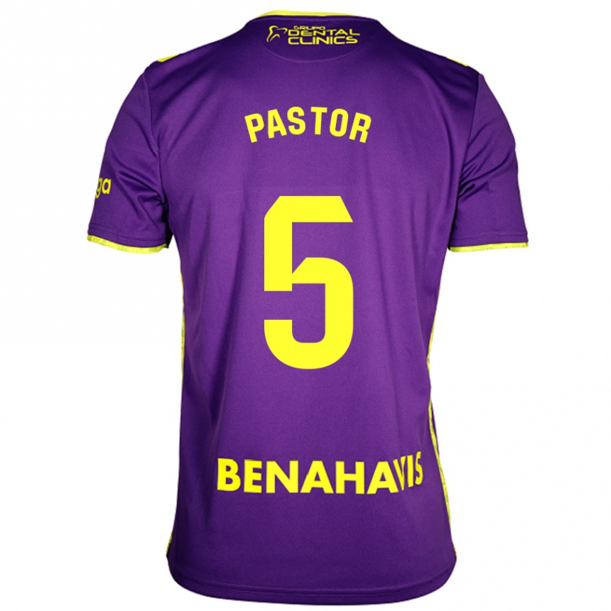 Niño Fútbol Camiseta Álex Pastor #5 Púrpura Amarillo 2ª Equipación 2024/25 México