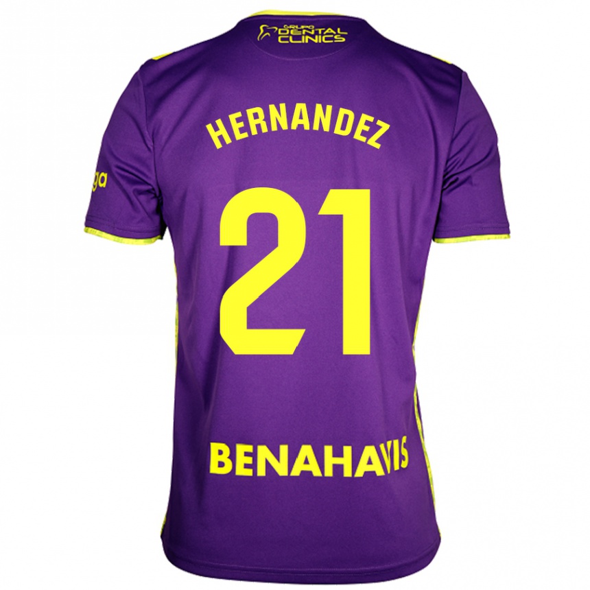 Niño Fútbol Camiseta Juan Hernández #21 Púrpura Amarillo 2ª Equipación 2024/25 México