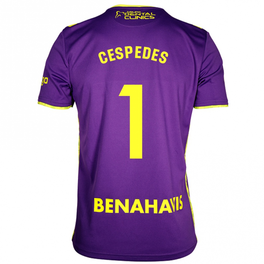 Niño Fútbol Camiseta Andrés Céspedes #1 Púrpura Amarillo 2ª Equipación 2024/25 México