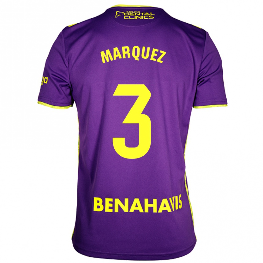 Niño Fútbol Camiseta David Márquez #3 Púrpura Amarillo 2ª Equipación 2024/25 México