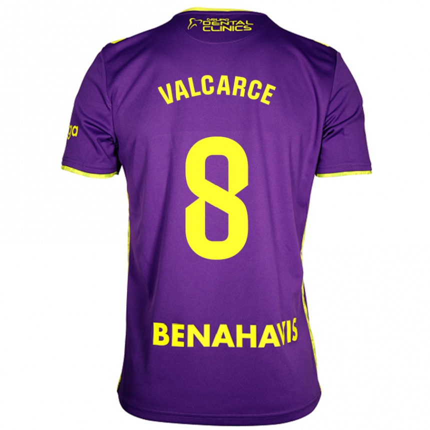 Niño Fútbol Camiseta Alejandro Valcarce #8 Púrpura Amarillo 2ª Equipación 2024/25 México