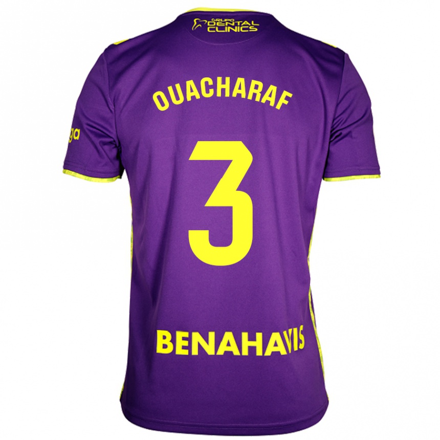 Niño Fútbol Camiseta Bilal Ouacharaf #3 Púrpura Amarillo 2ª Equipación 2024/25 México