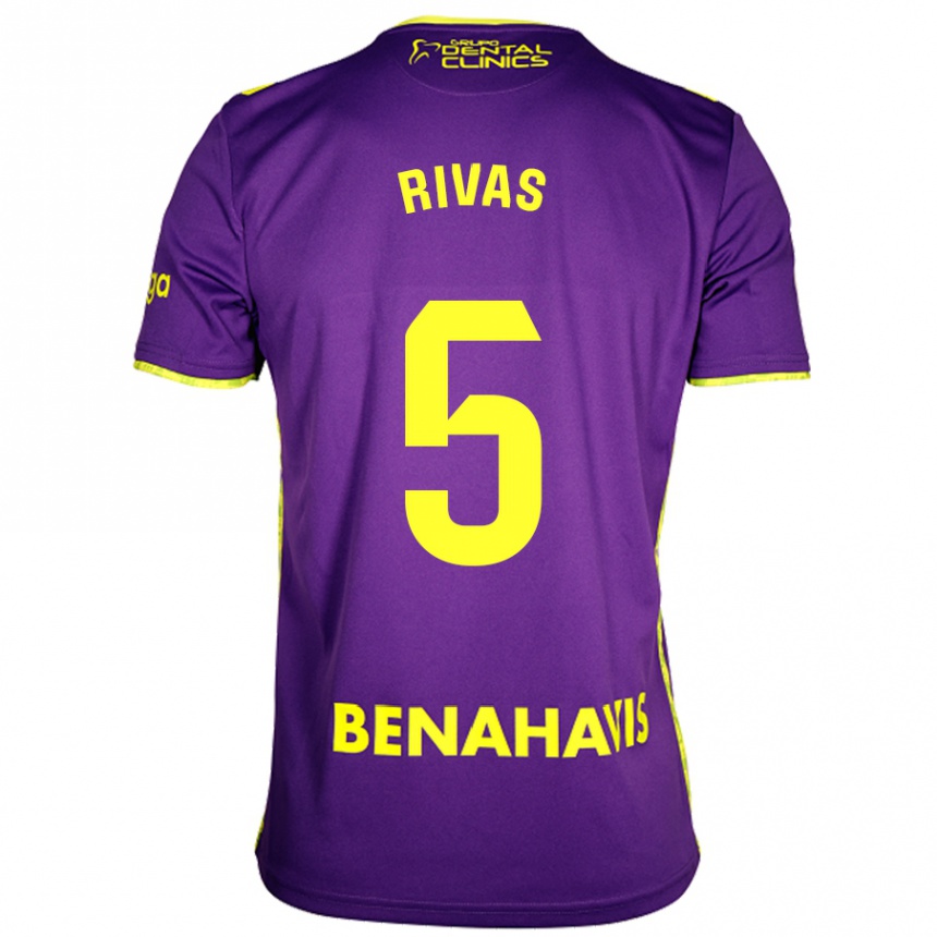 Niño Fútbol Camiseta Juande Rivas #5 Púrpura Amarillo 2ª Equipación 2024/25 México