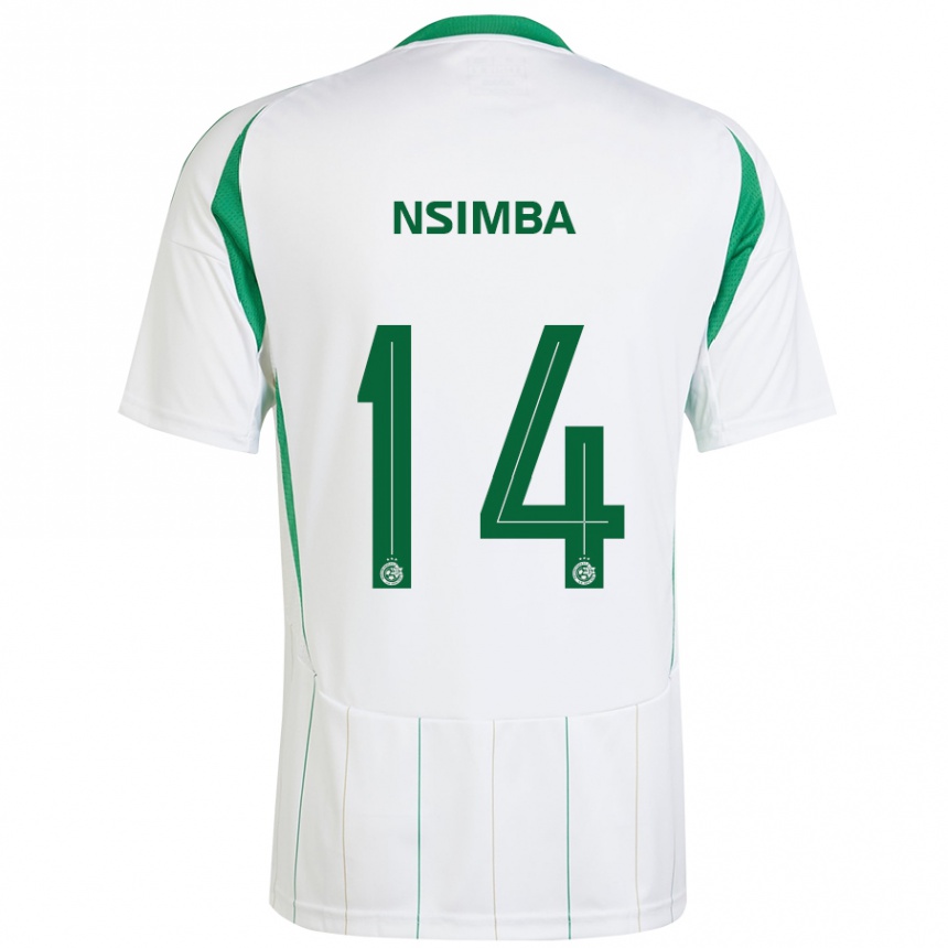 Niño Fútbol Camiseta Vital Nsimba #14 Blanco Verde 2ª Equipación 2024/25 México