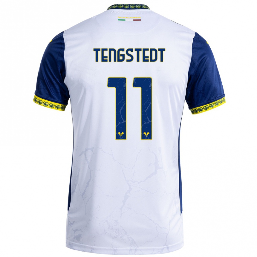 Niño Fútbol Camiseta Casper Tengstedt #11 Blanco Azul 2ª Equipación 2024/25 México