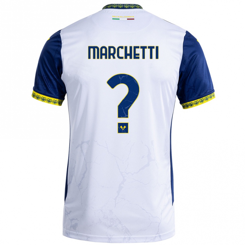 Niño Fútbol Camiseta Nicolò Marchetti #0 Blanco Azul 2ª Equipación 2024/25 México