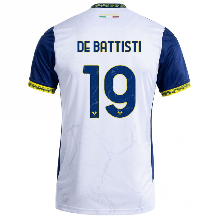 Niño Fútbol Camiseta Davide De Battisti #19 Blanco Azul 2ª Equipación 2024/25 México