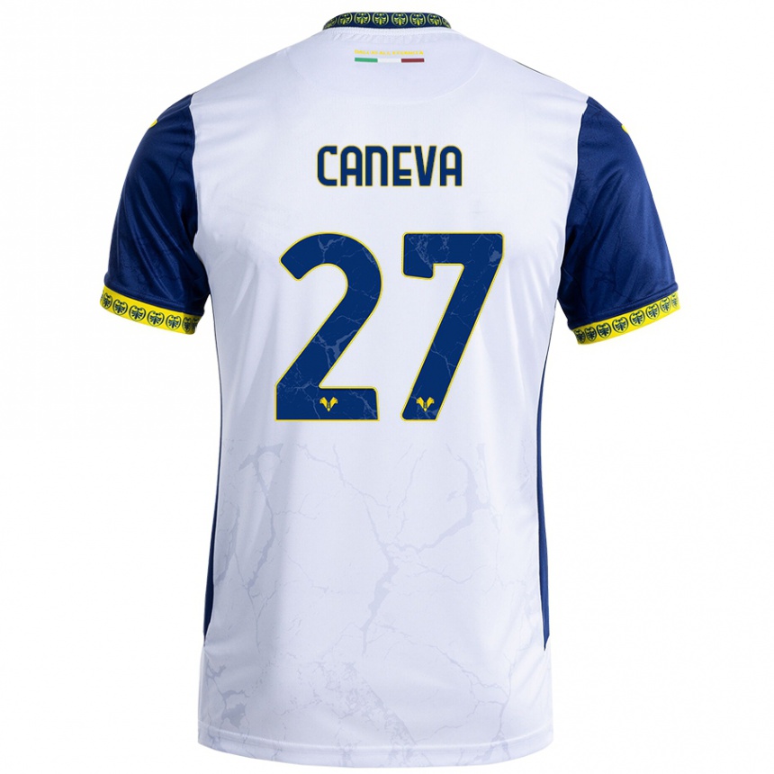 Niño Fútbol Camiseta Elia Caneva #27 Blanco Azul 2ª Equipación 2024/25 México