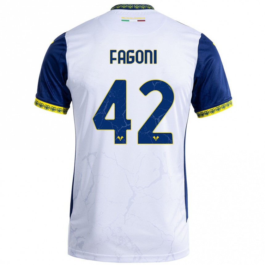 Niño Fútbol Camiseta Marco Fagoni #42 Blanco Azul 2ª Equipación 2024/25 México