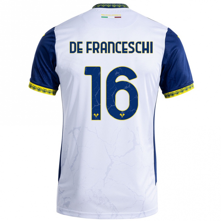 Niño Fútbol Camiseta Edoardo De Franceschi #16 Blanco Azul 2ª Equipación 2024/25 México