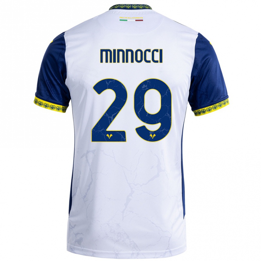 Niño Fútbol Camiseta Valerio Minnocci #29 Blanco Azul 2ª Equipación 2024/25 México