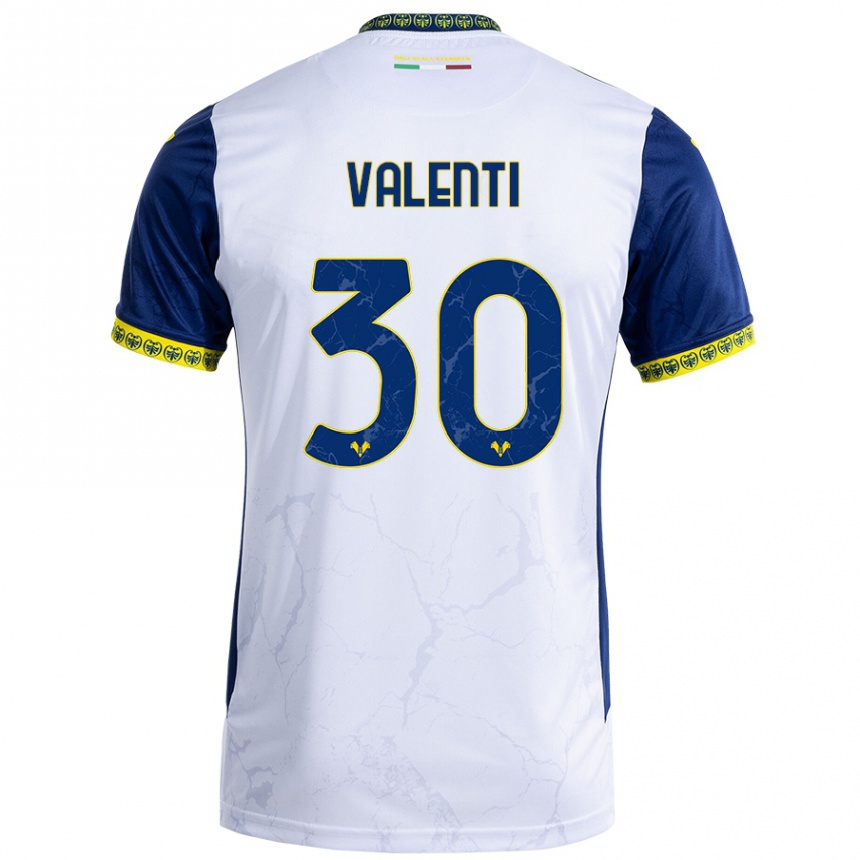 Niño Fútbol Camiseta Francesco Valenti #30 Blanco Azul 2ª Equipación 2024/25 México