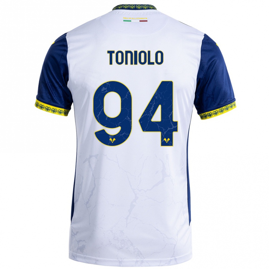 Niño Fútbol Camiseta Giacomo Toniolo #94 Blanco Azul 2ª Equipación 2024/25 México