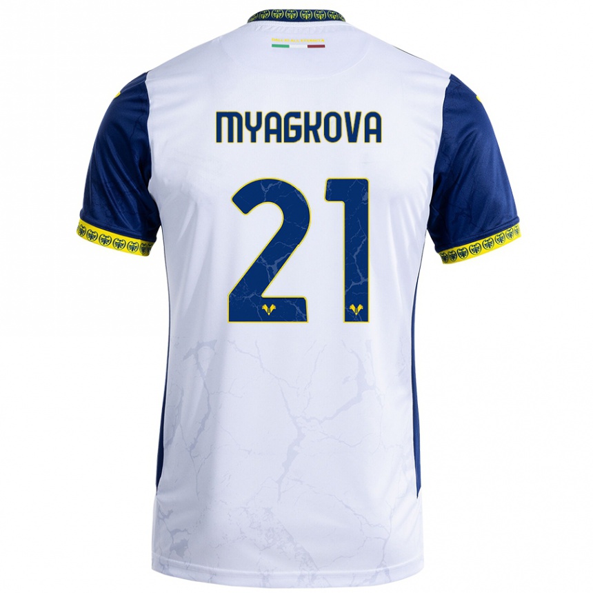 Niño Fútbol Camiseta Alina Myagkova #21 Blanco Azul 2ª Equipación 2024/25 México