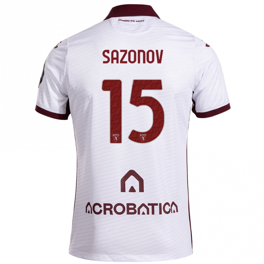 Niño Fútbol Camiseta Saba Sazonov #15 Blanco Granate 2ª Equipación 2024/25 México