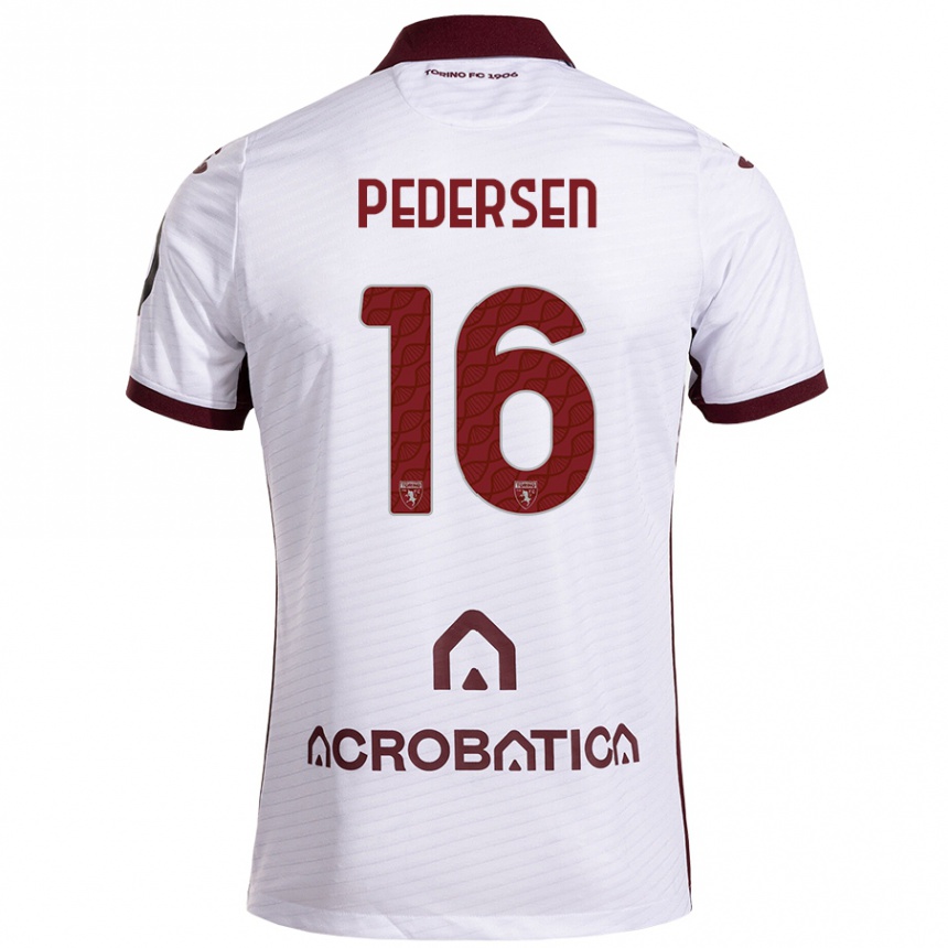 Niño Fútbol Camiseta Marcus Pedersen #16 Blanco Granate 2ª Equipación 2024/25 México