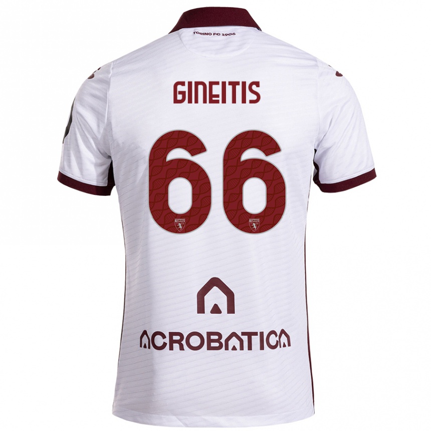 Niño Fútbol Camiseta Gvidas Gineitis #66 Blanco Granate 2ª Equipación 2024/25 México