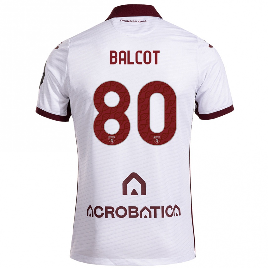 Niño Fútbol Camiseta Côme Bianay Balcot #80 Blanco Granate 2ª Equipación 2024/25 México