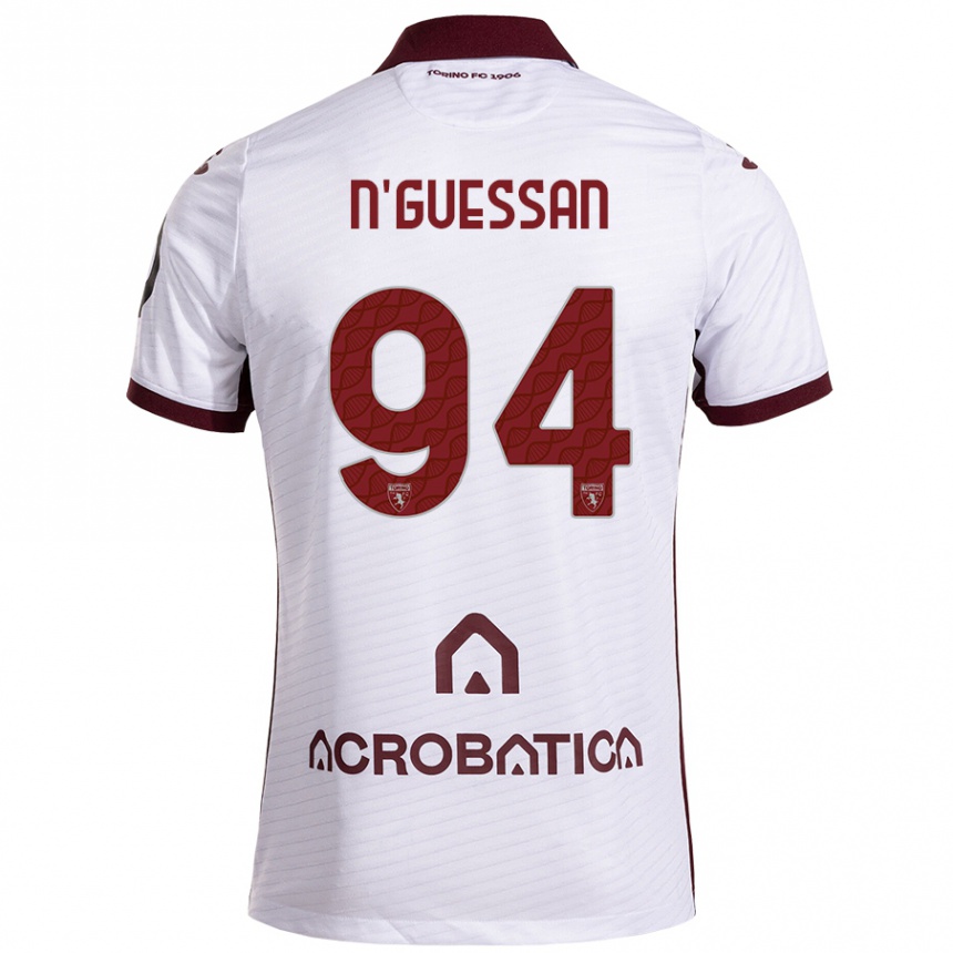 Niño Fútbol Camiseta Ange Caumenan N'guessan #94 Blanco Granate 2ª Equipación 2024/25 México