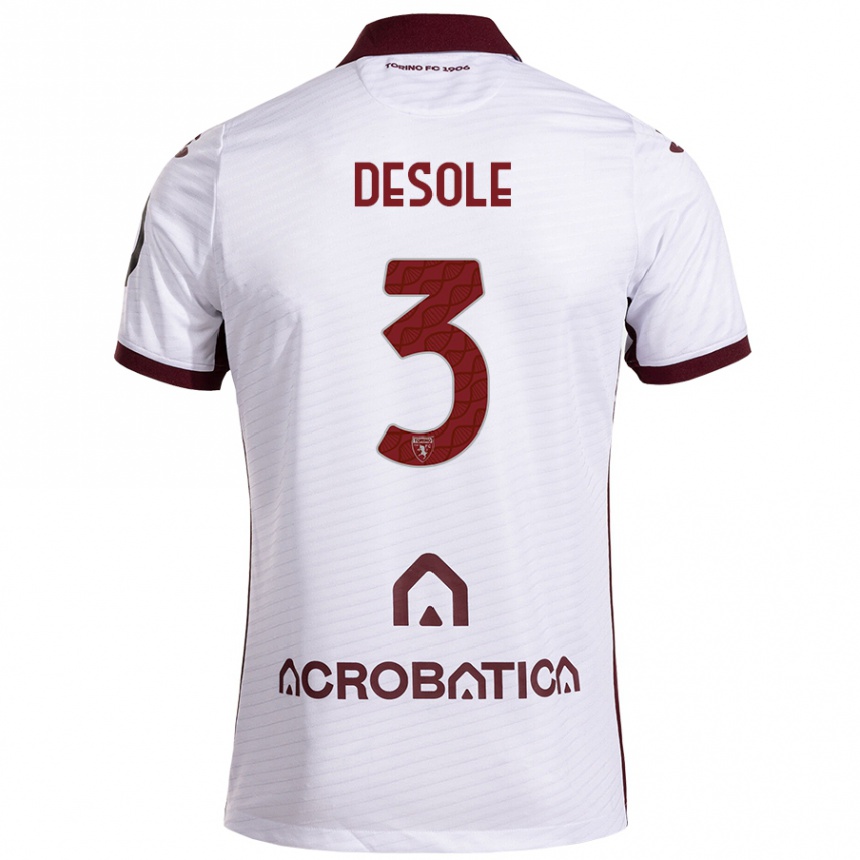 Niño Fútbol Camiseta Fabio Desole #3 Blanco Granate 2ª Equipación 2024/25 México