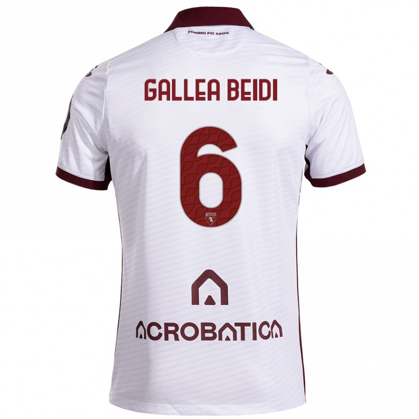 Niño Fútbol Camiseta Francesco Gallea Beidi #6 Blanco Granate 2ª Equipación 2024/25 México