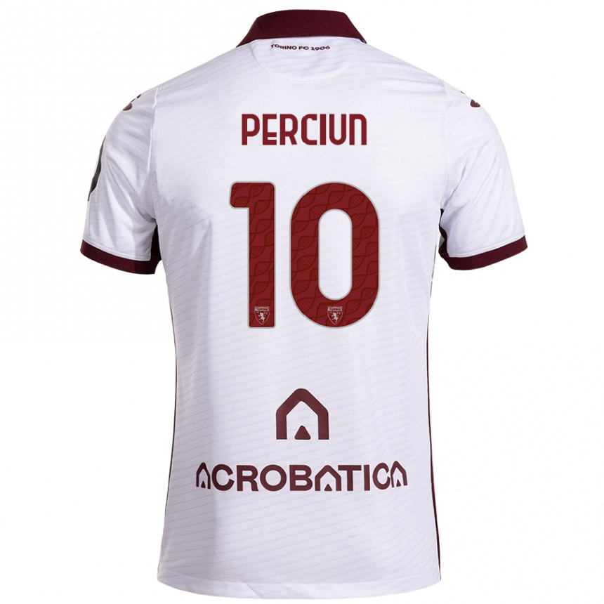 Niño Fútbol Camiseta Sergiu Perciun #10 Blanco Granate 2ª Equipación 2024/25 México