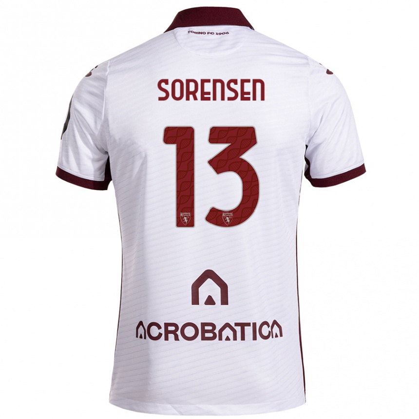 Niño Fútbol Camiseta Ben Sørensen #13 Blanco Granate 2ª Equipación 2024/25 México