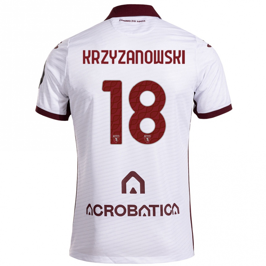 Niño Fútbol Camiseta Jakub Krzyzanowski #18 Blanco Granate 2ª Equipación 2024/25 México